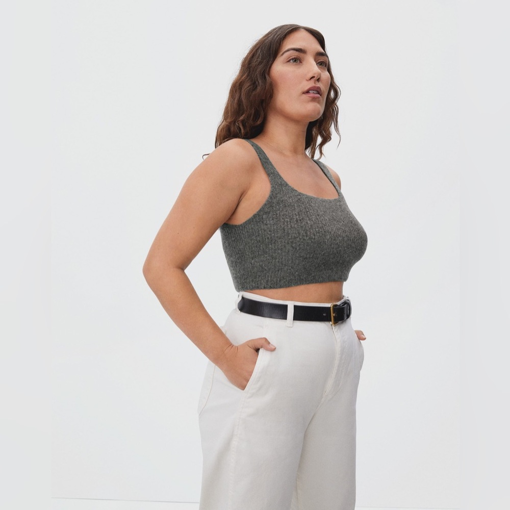 Everlane The Cozy-Stretch Tank Heathered Charcoal Gray NWT
